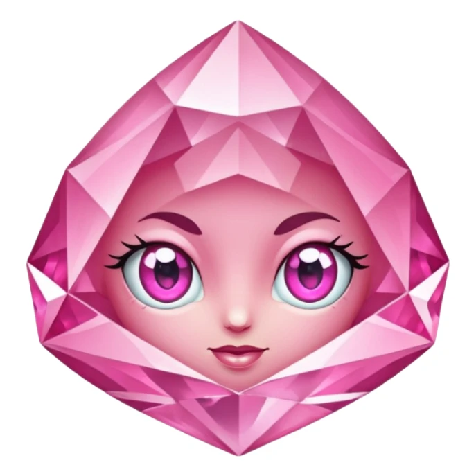 pink diamond with eyes, no face, shiny and beautiful sticker