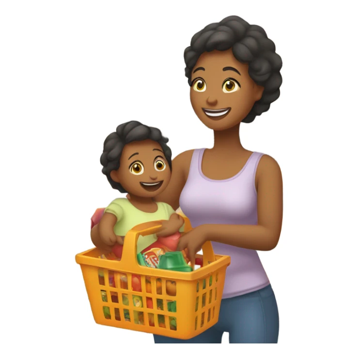 Woman and baby shopping sticker