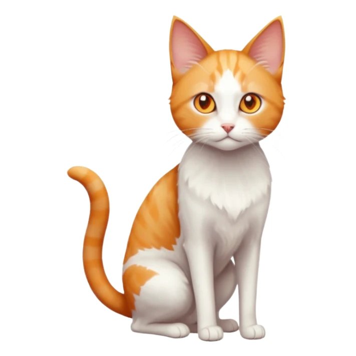 full body of tiny + skinny ginger and white cat with deep orange eyes and triangular shaped face sticker