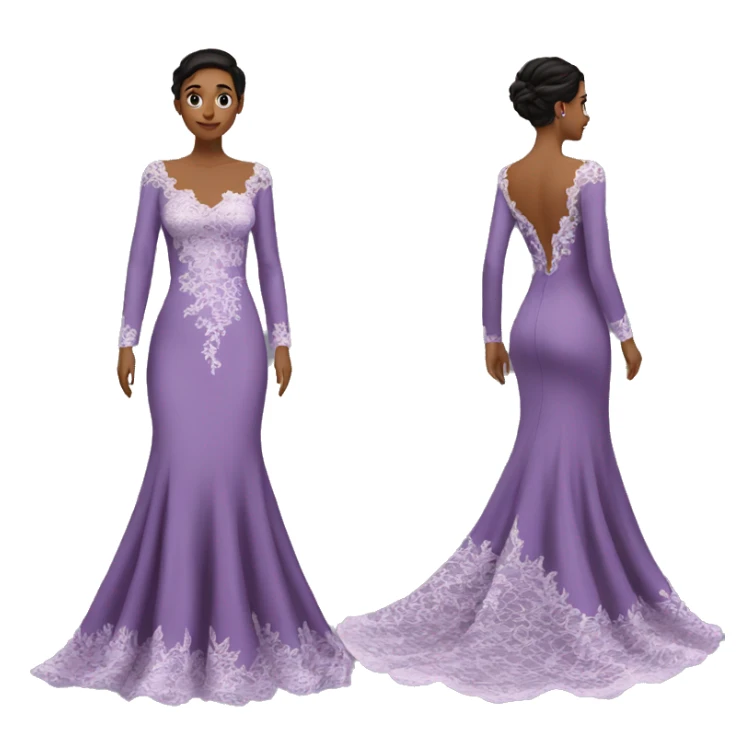 Long sleeve lace purple gown dress sticker