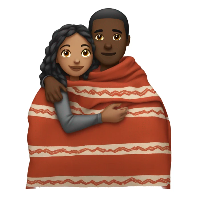 couple (black girl, marrocan guy) cuddling in a blanket sticker