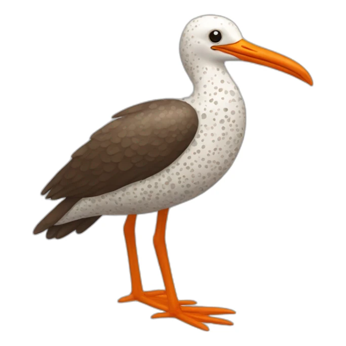 brown and white speckled sea bird with long orange beak and long legs sticker
