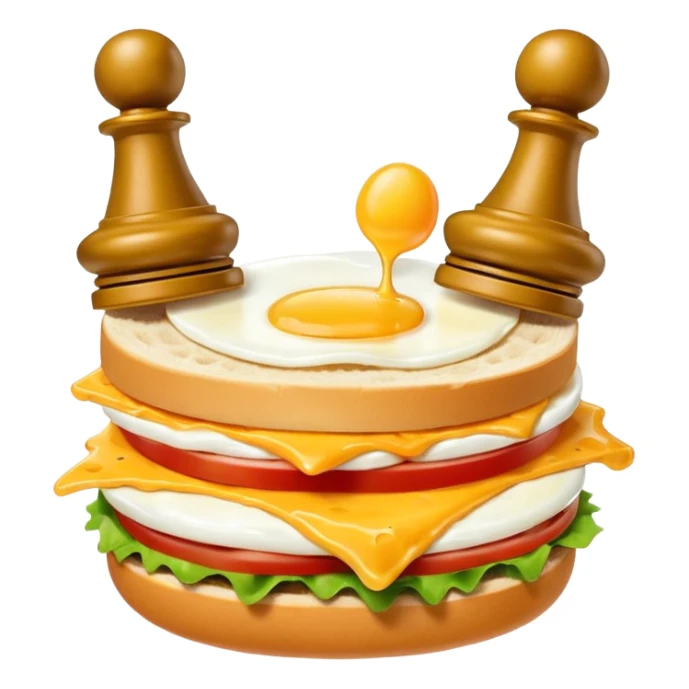 Chess pieces boxing on an egg sandwich sticker
