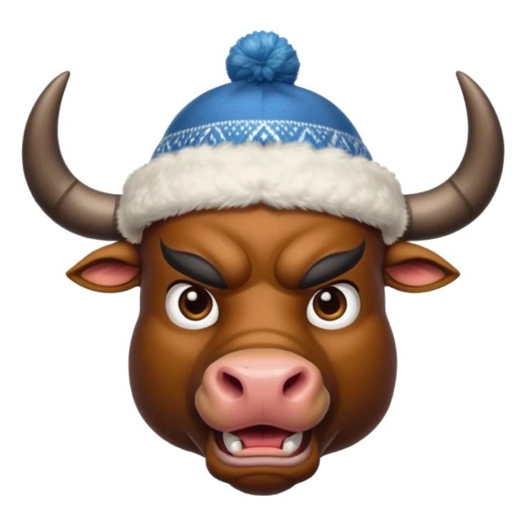 angry winter New Year's with black horns bull emoji sticker