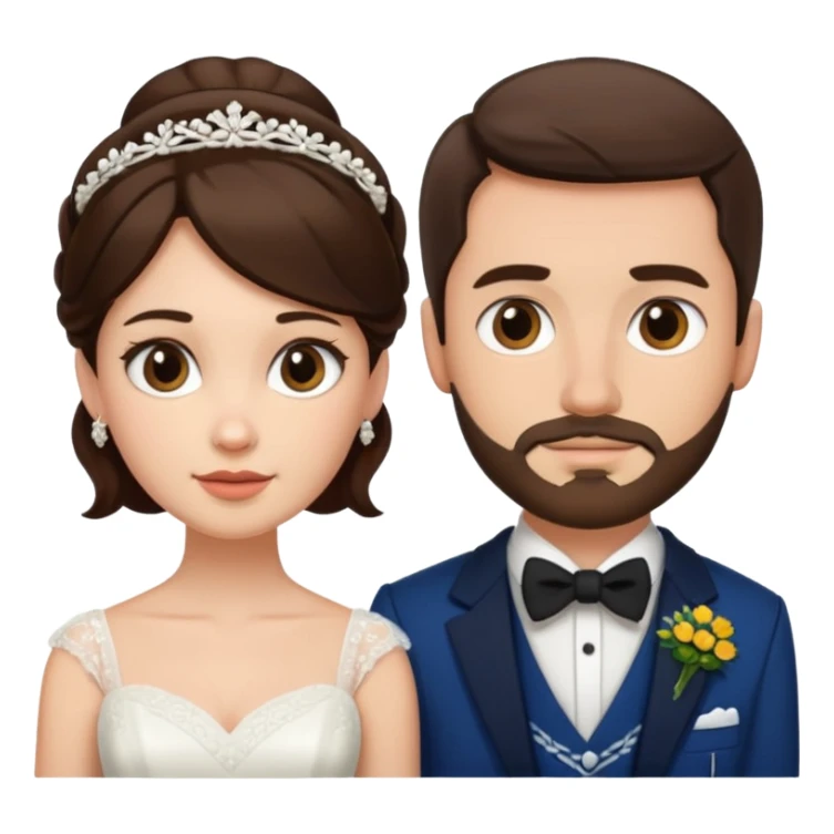scottish man with stubble, brunette woman wedding sticker