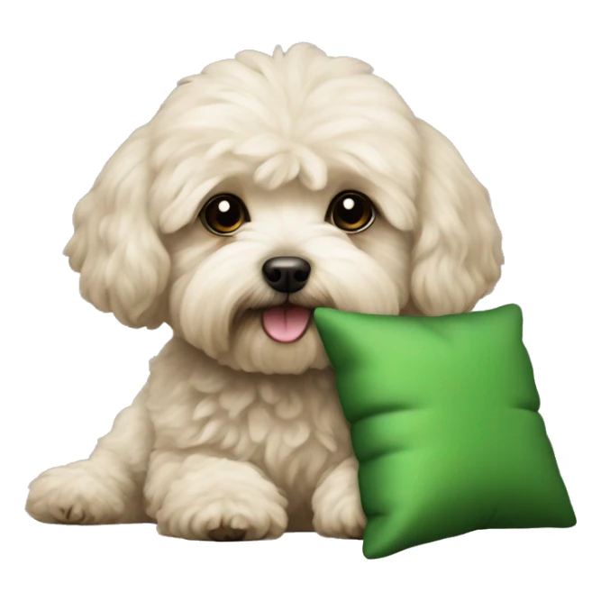 maltipoo dog with green pillow  sticker