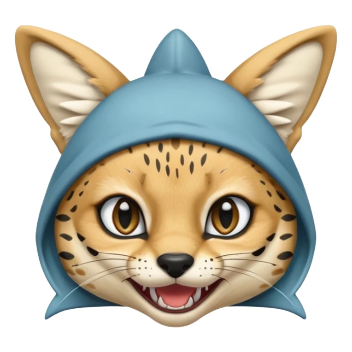 Wearing shark hood serval meme eye wink sticker