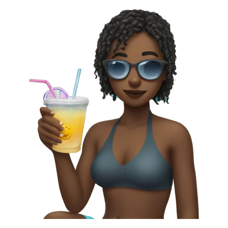 girl at the pool with drink in hand  sticker