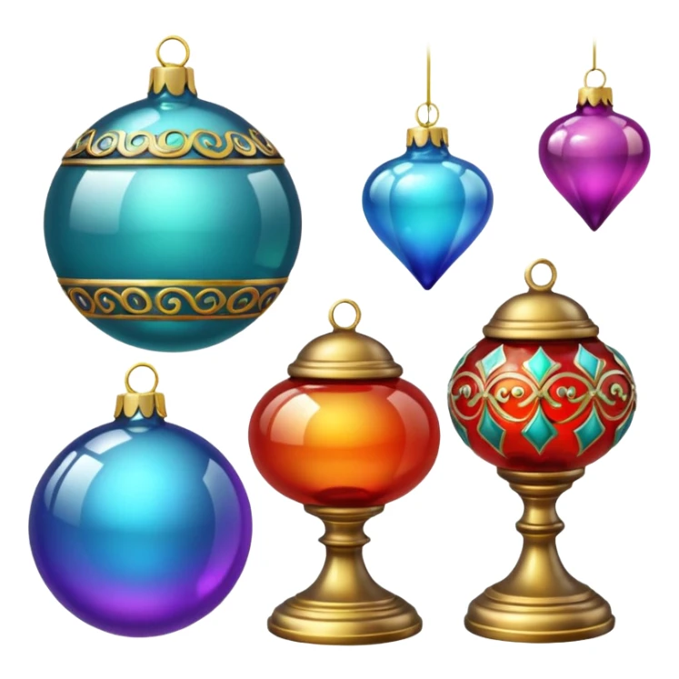 old Ornaments in a glass  showcase sticker