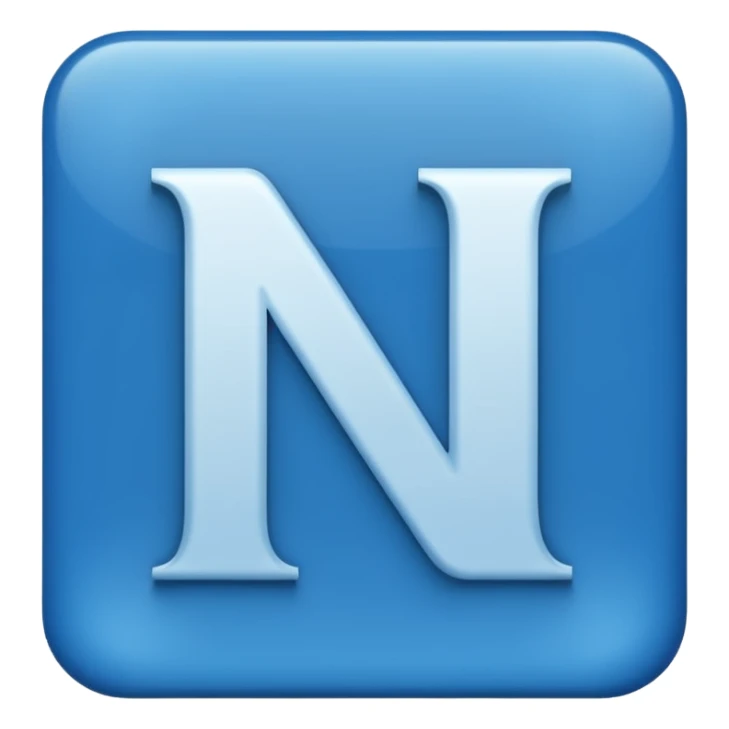 capital letter "N" printed in blue square in middle sticker