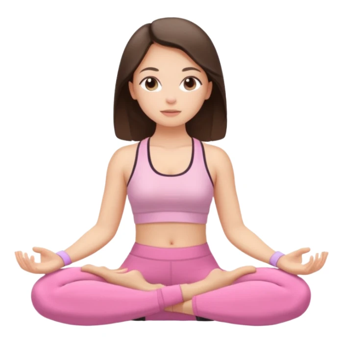 white brunette girl in light pink workout clothes meditating sticker