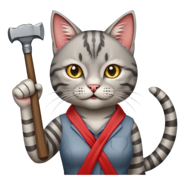 Female Cat with hammer and sickle. With raised fist sticker