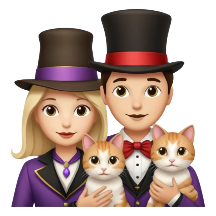 magician couple and their pet cat sticker