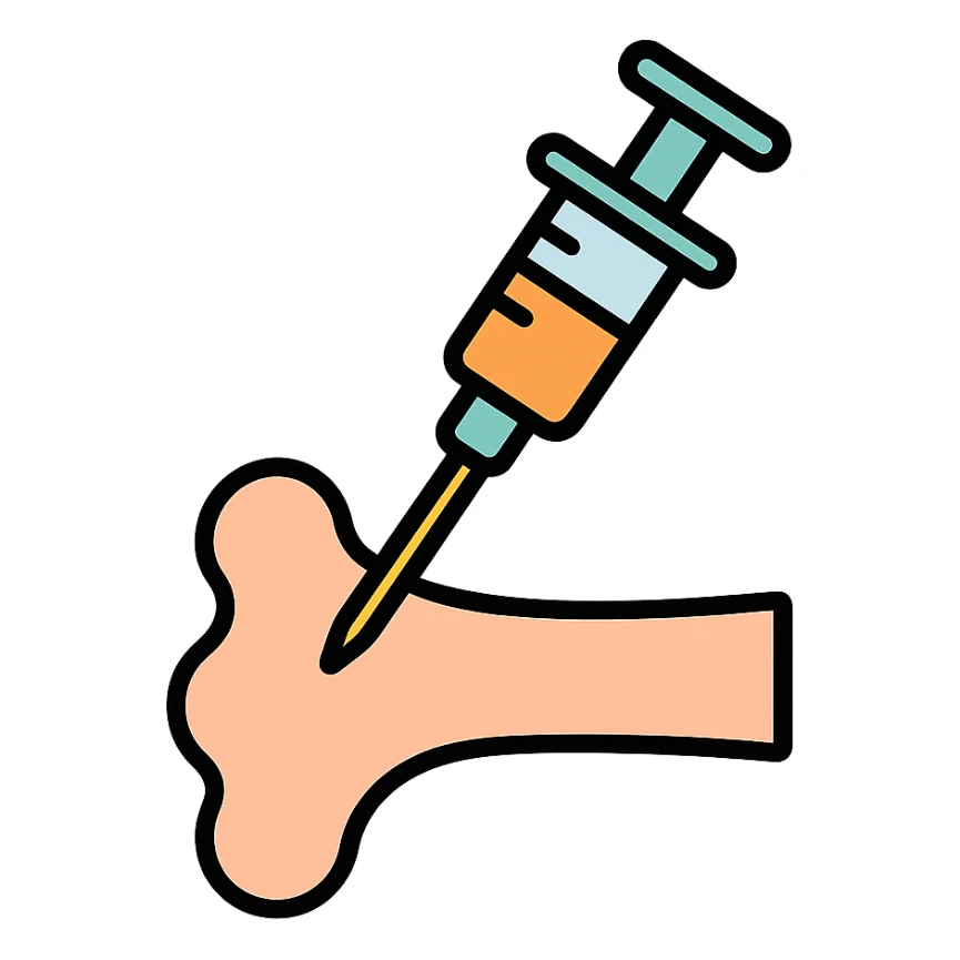 procedimento de punção intraóssea com cores suaves e contornos sticker