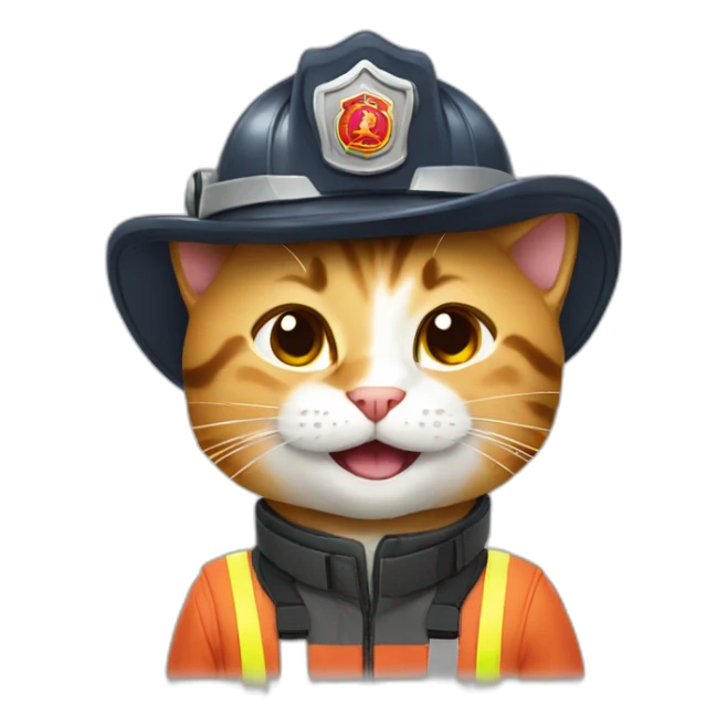 Laughing cats wear firefighter uniforms sticker