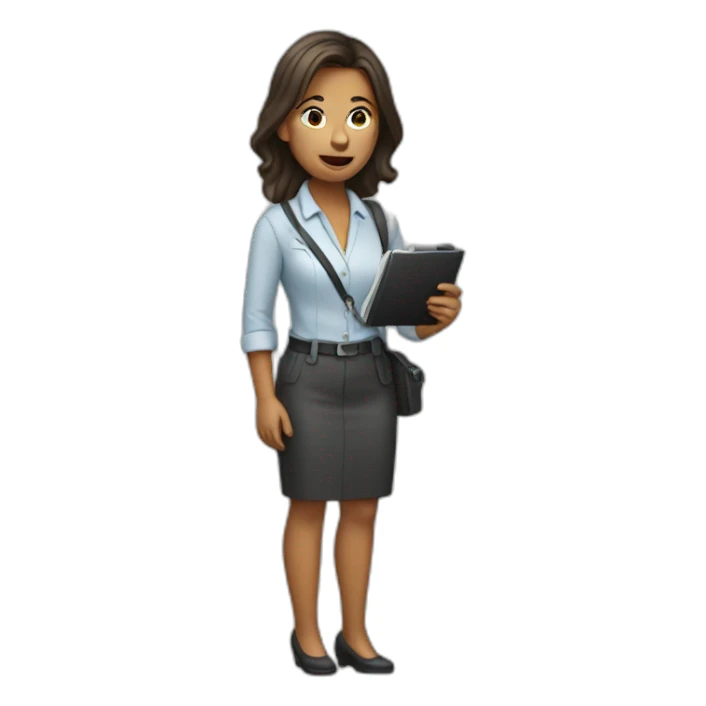 journalist with full body holding a micro at her mouth sticker