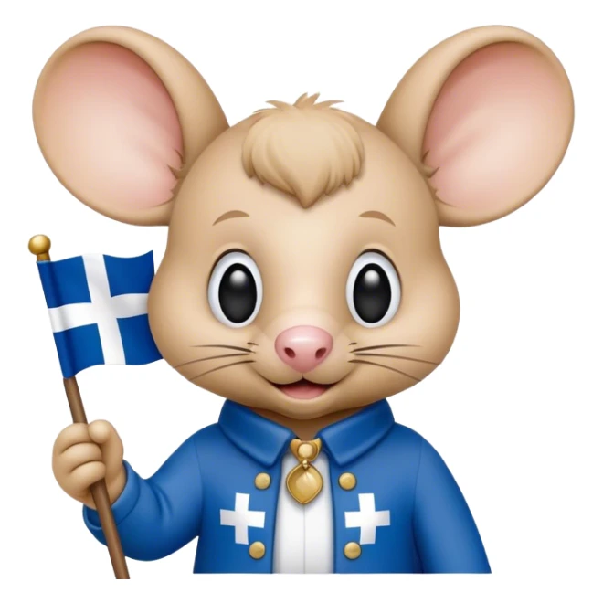 Topo Gigio holding a  Finland flag ￼ sticker