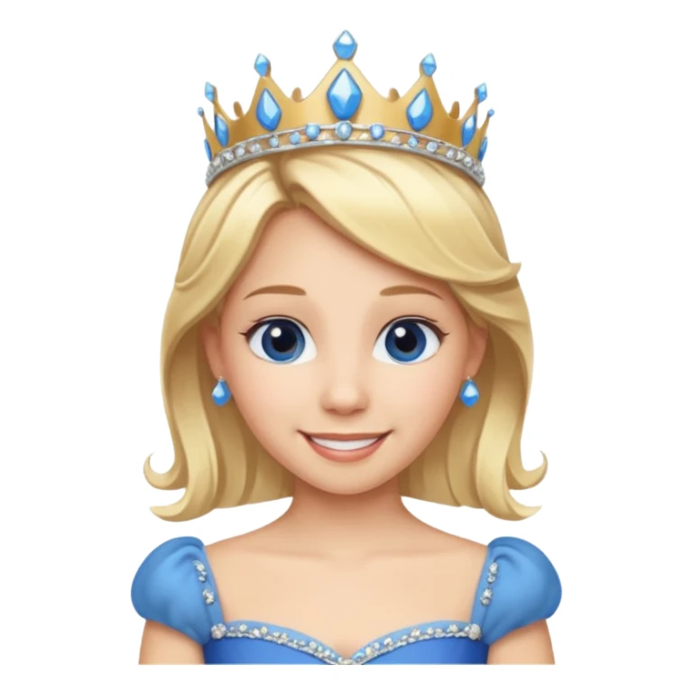 Princess in Blue Dress with Tiara, Blonde Hair sticker