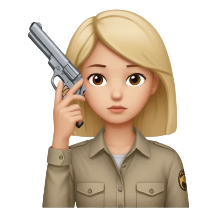 Girl holding a gun hand to head not real gun but made with a han sticker