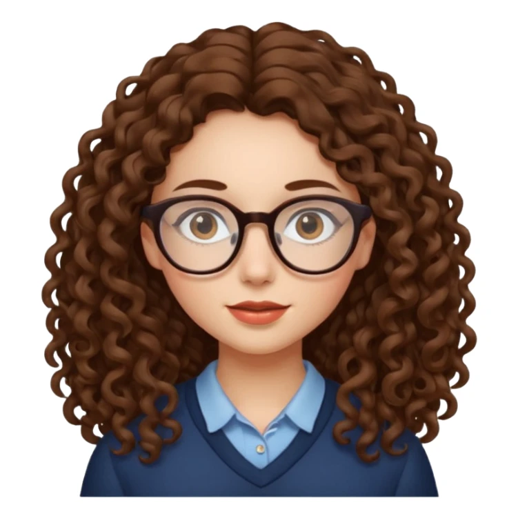 Rapariga, com óculos, cabelo castanho, aos caracóis, comprido sticker