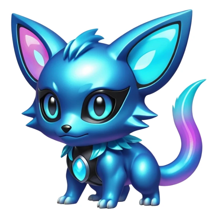  Epic legendary Shiny sparkly transparent bioluminescent luminescent vibrant bright pastel dark exotic iridescent colorful gradients futuristic modern metallic glossy glittery fantasy-cyber-Protogen-Fakémon-Pokémon-Shinx-creature sticker
