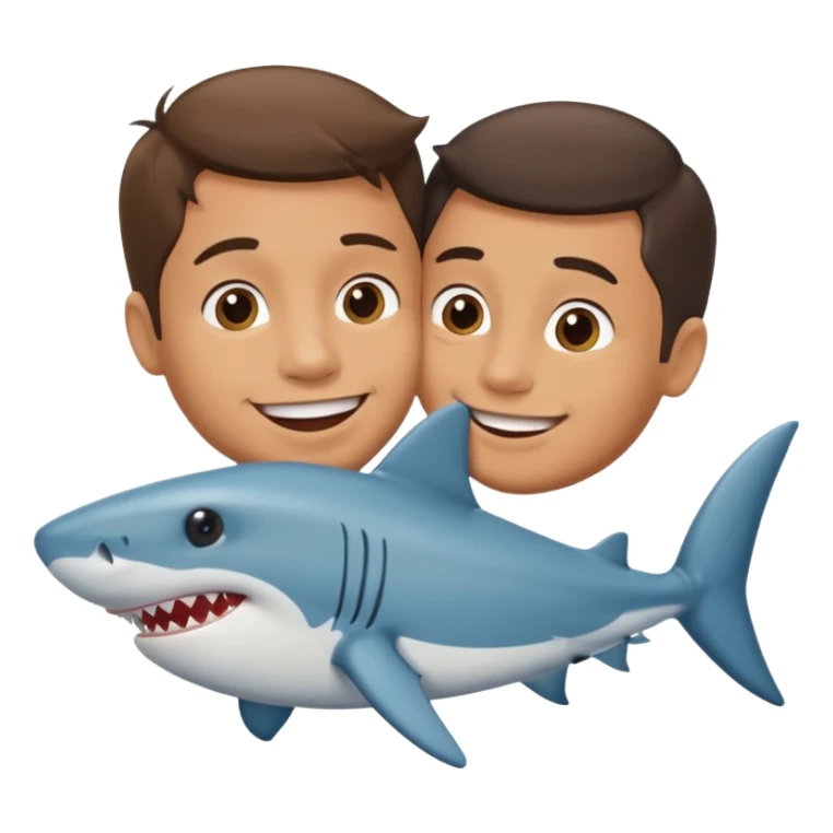 Man kissing a picture of a shark sticker