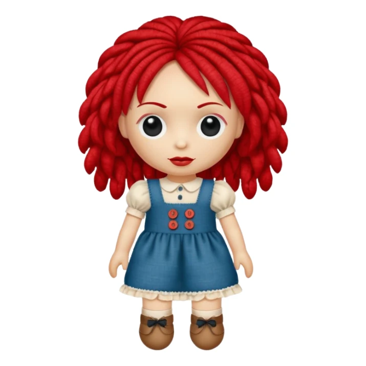 rag doll with button eyes red hair sticker