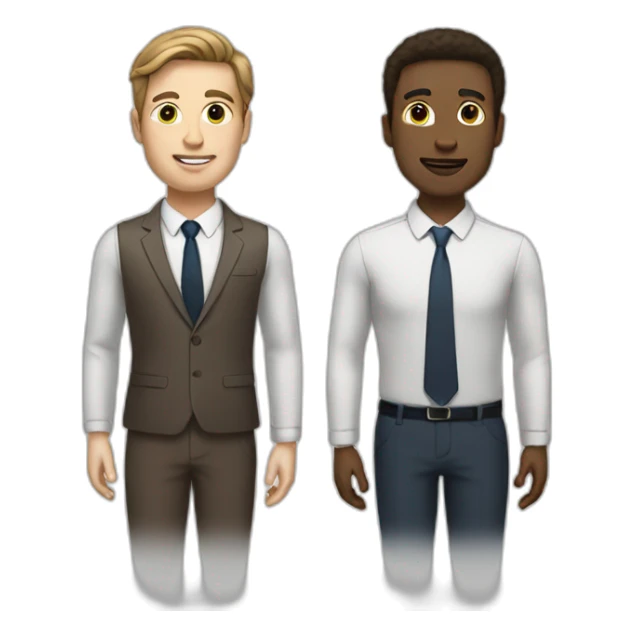 two business men standing next to each other with space brown hair white skin sticker