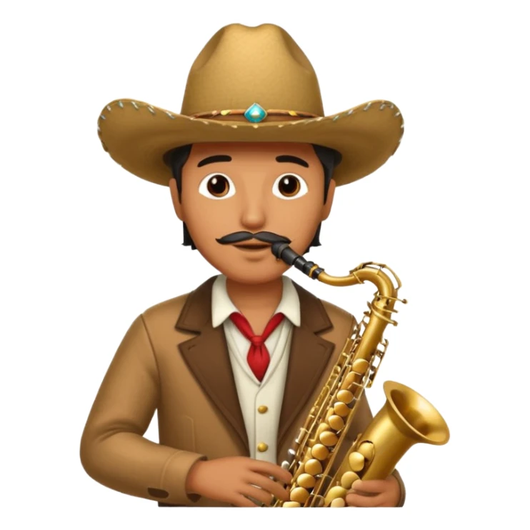 Mexican man with cowboy playing the saxophone  sticker