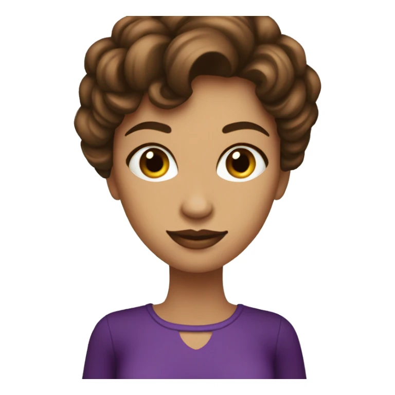 mujer vestida de morado con pelo café y ojos verdes sticker