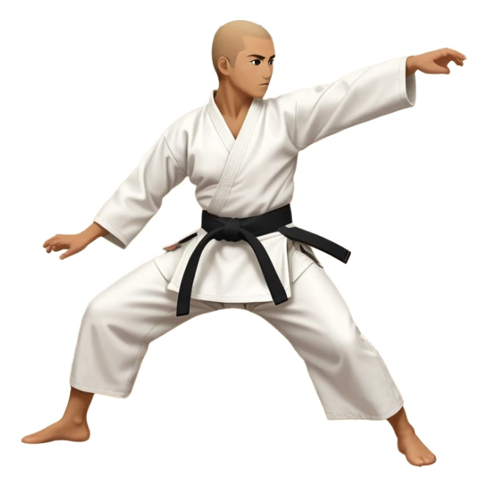 An icon showcasing a martial artist in a dynamic aikido move, performing a graceful throw or joint lock. The background includes a traditional dojo with wooden floors and simple decor. The artist wears a white gi with a black hakama, emphasizing the fluidity and precision of aikido. T sticker
