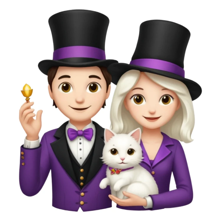 magician couple and their pet cat sticker