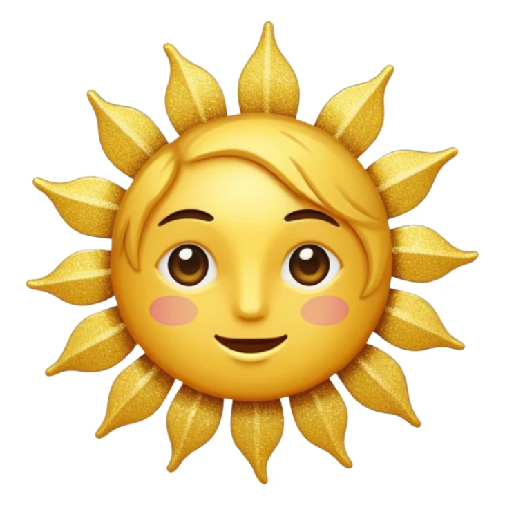 sun in 2d golden glitter in colour sticker