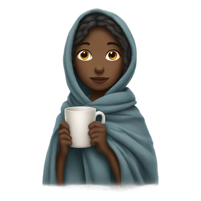 Black girl with mug and blanket sticker