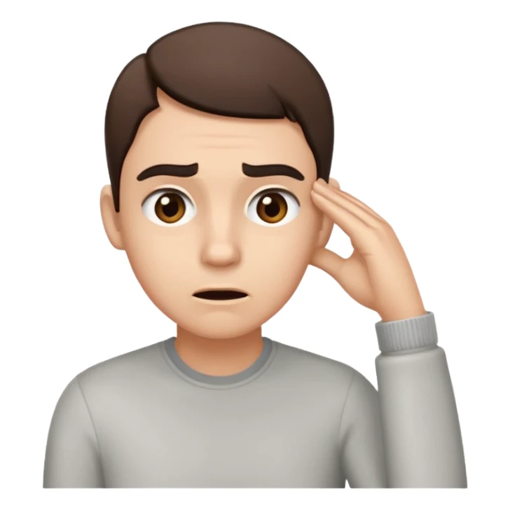 Person leaning forward with one hand behind their ear, eyebrows raised, confused face, as if saying "What? sticker