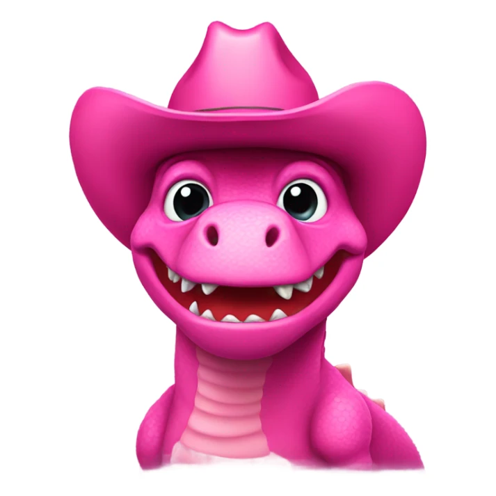 Pink dinosaur with a pink cowboy hat sticker