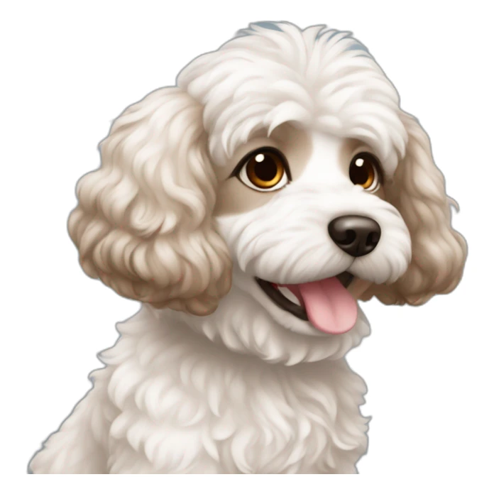Long brown hair turkish girl with white maltipoo sticker