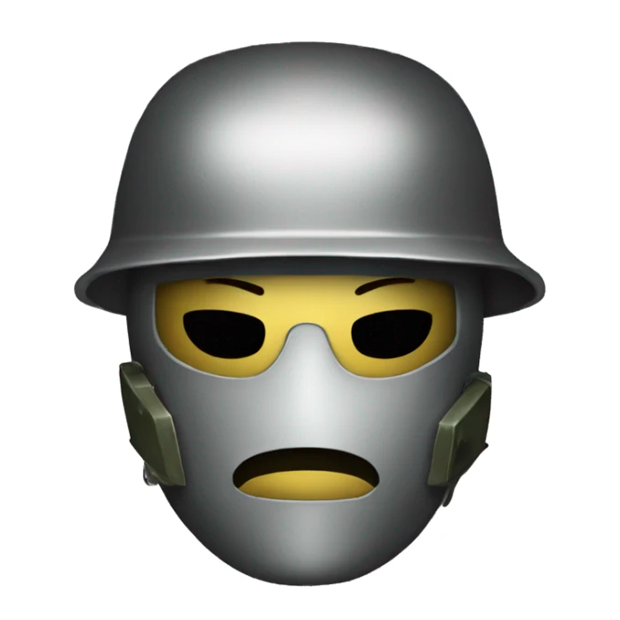 army emoji with metal mask sticker