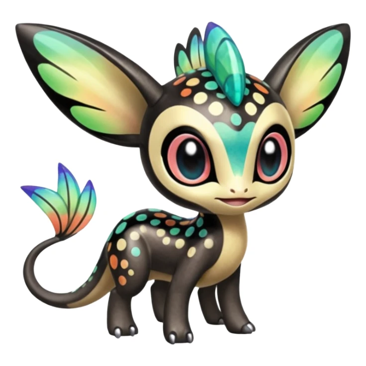 Colorful Exotic Striped Spotted Dotted dusted Glossy Shiny Meloetta-Vernid-Trico-Toothless-Kirby-Fakémon-creature-hybrid sticker