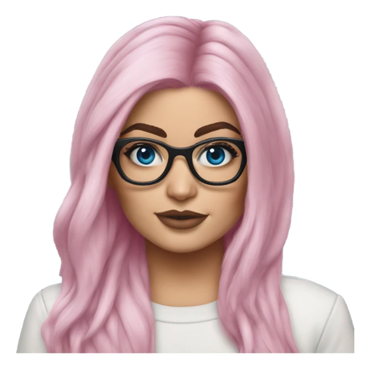 Hyper Realistic kylie jenner pink hair blue eyes and glasses  sticker