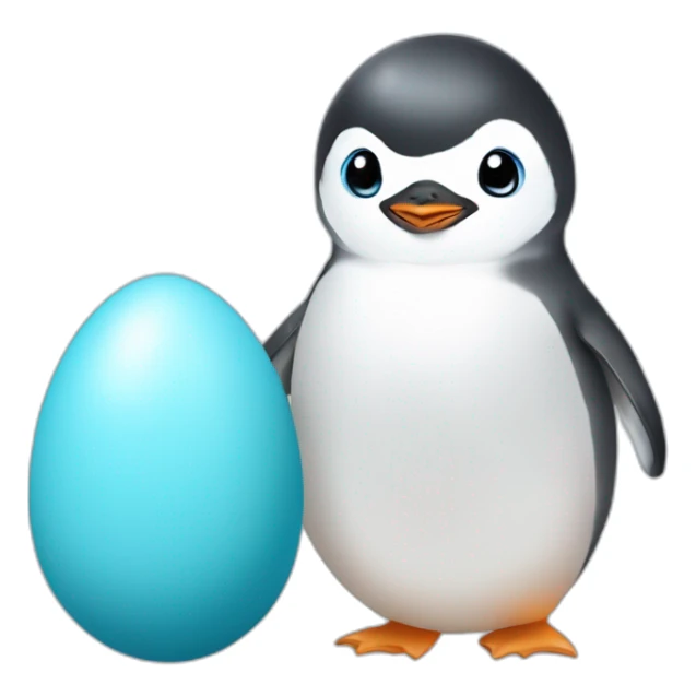 kawaï baby blue penguin hatching from its egg sticker