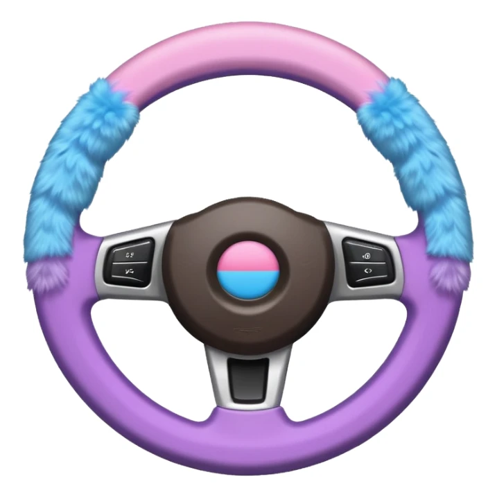 steering wheel with transgender pride flag colors and strifes , fluffy sticker