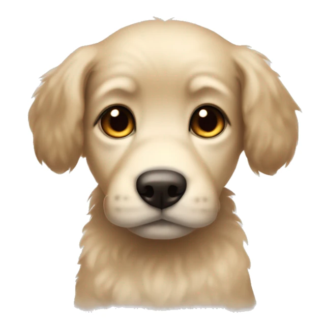 Small beige fluffy puppy with round dark floppy ears and dark snout sticker