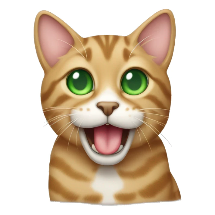 Tan tabby cat with green eyes sticking tongue out  sticker