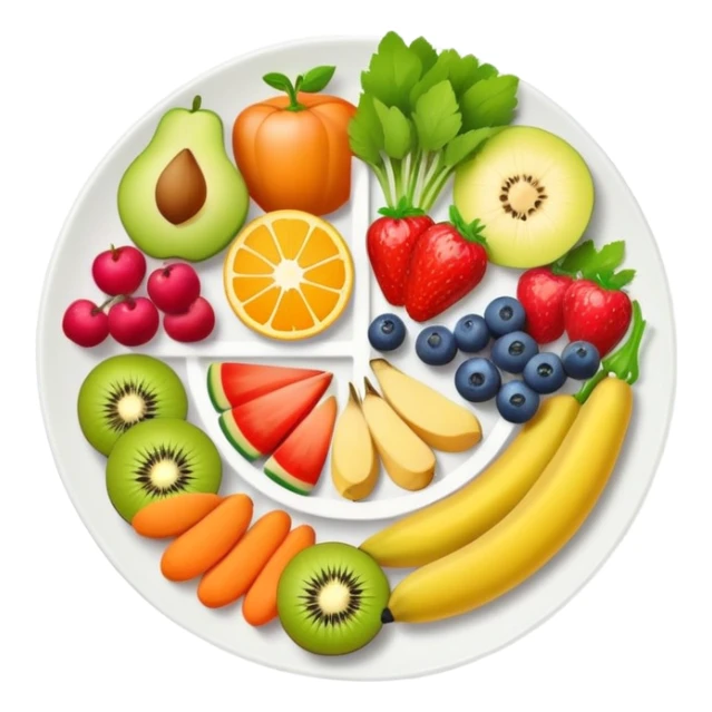 healthy food plate with fruits and vegetables sticker