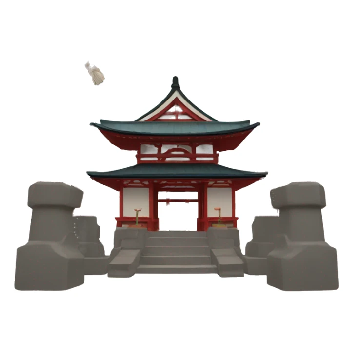 japanese shrine with a mouth in the middle sticker