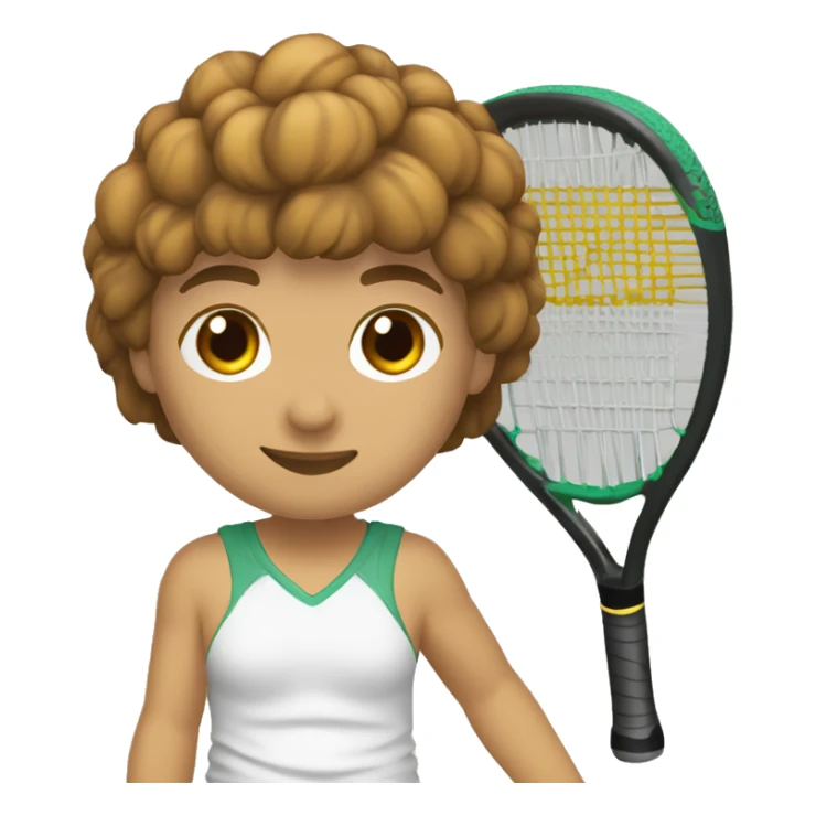 jugadora de padel pelo castaño recojido y ojos marrones con raqueta sticker