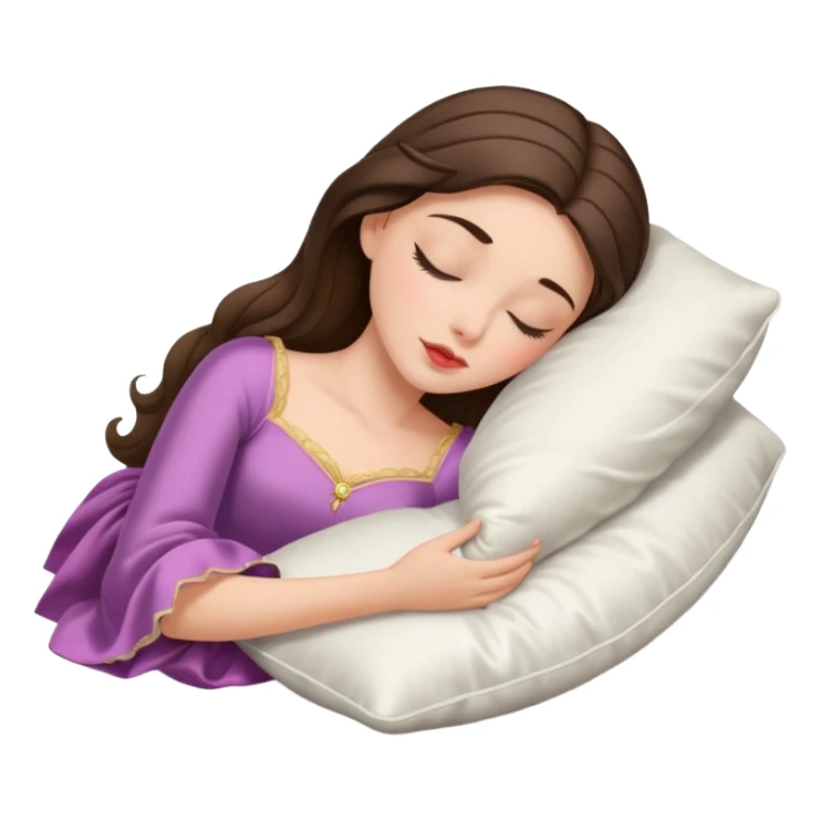 sleeping beauty brunette white girl with a silk pillow sticker