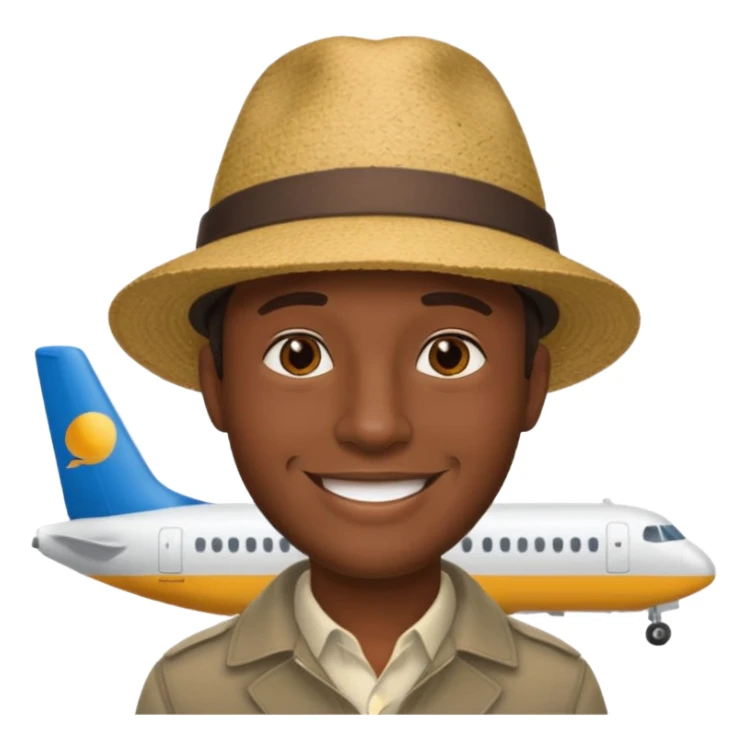 Visage homme créole réunionnais avec chapeau arrive avion sticker