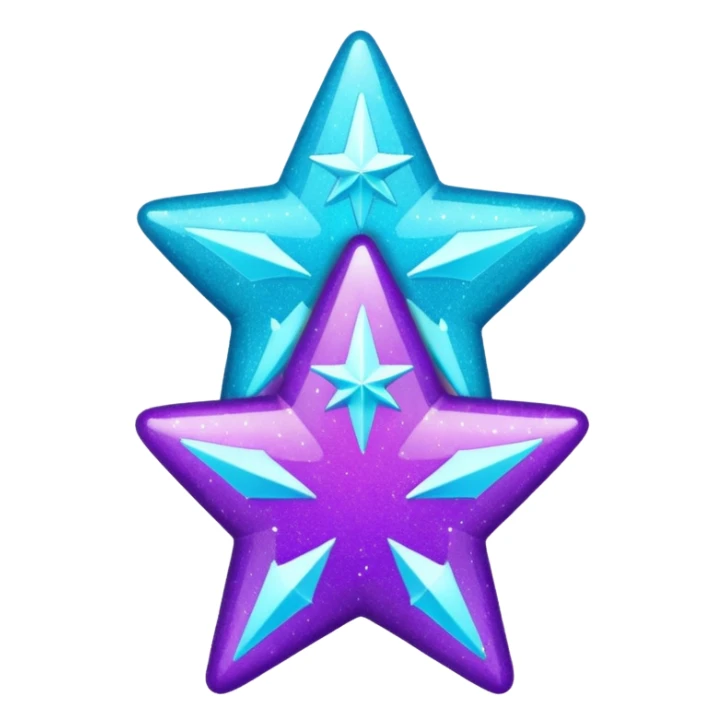 glitter purple and cian 3 stars  sticker